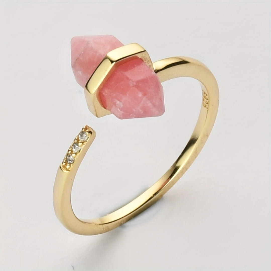 Bague en Or avec Pierre Rouge Ajustable