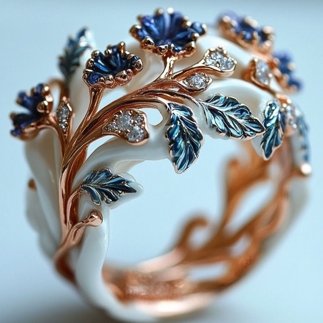 Bague en Émail Exotique Dorée