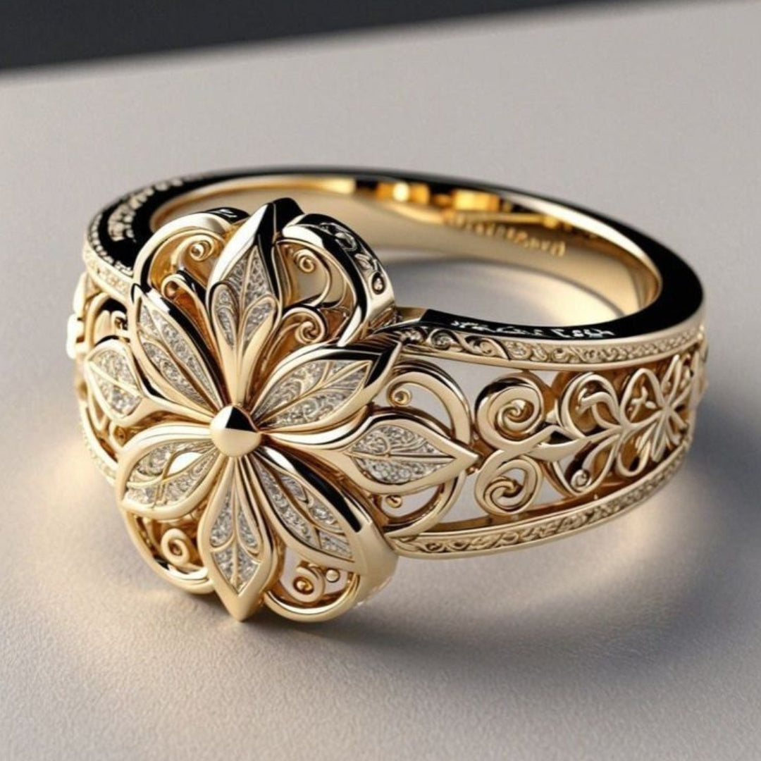 Bague en Or Zirconia Florale Exotique
