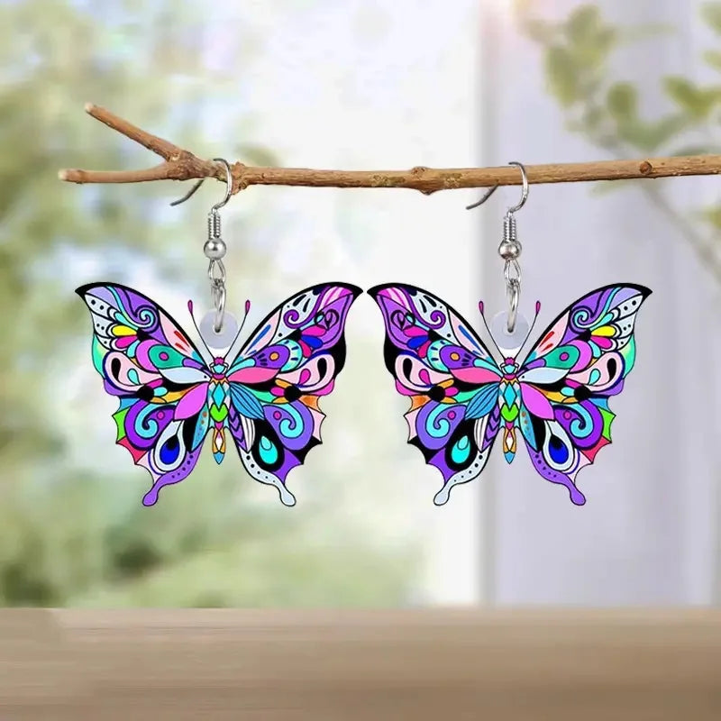 Boucles d'oreilles papillon colorées pour femmes
