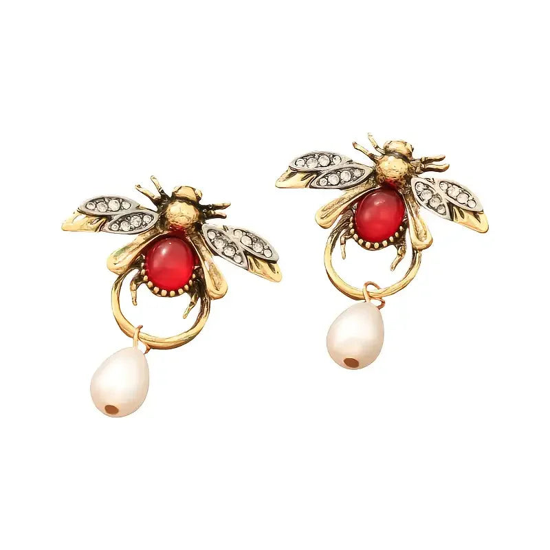 Boucles d'oreilles vintage en forme d'abeille