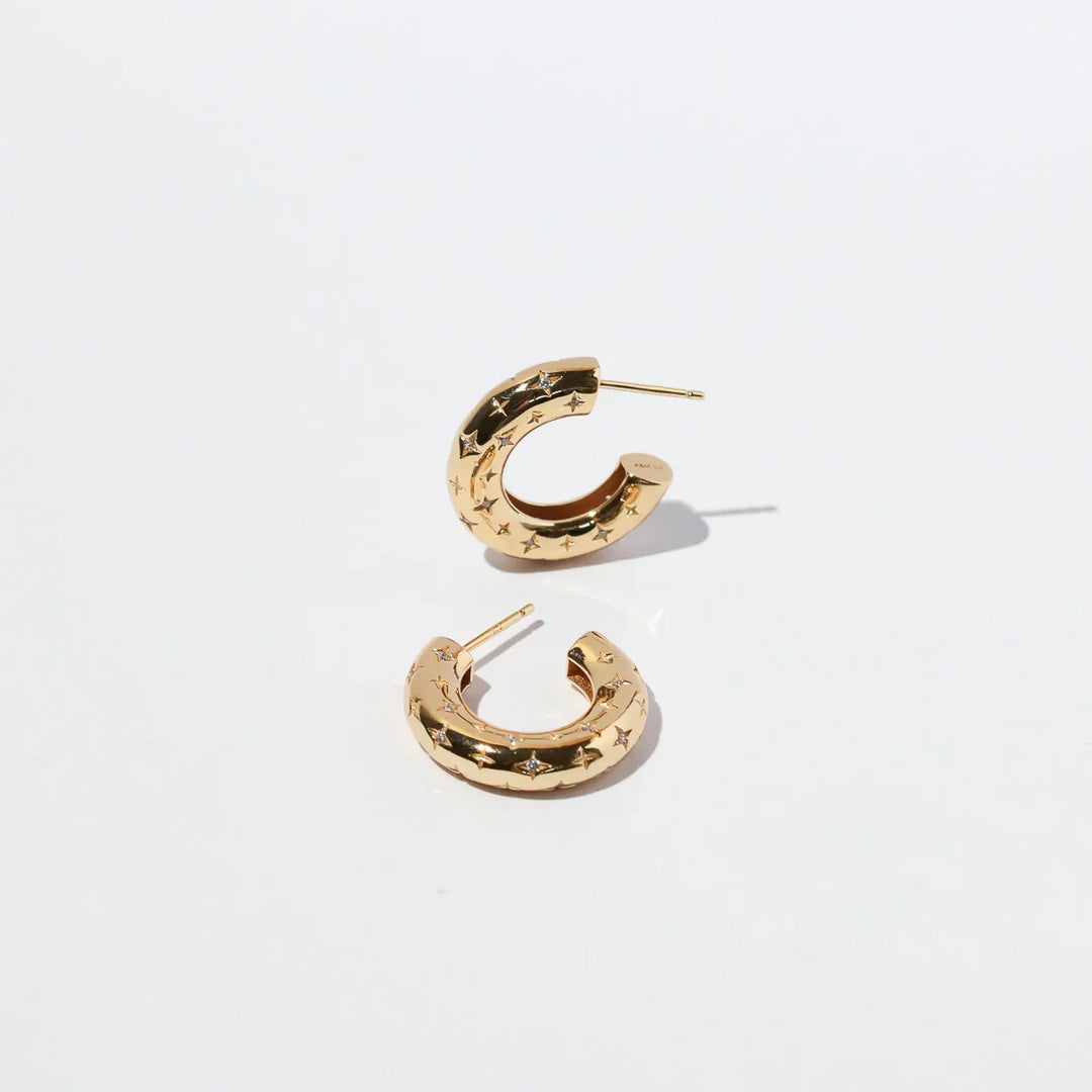 Boucles d'oreilles cosmiques | Or blanc 16k