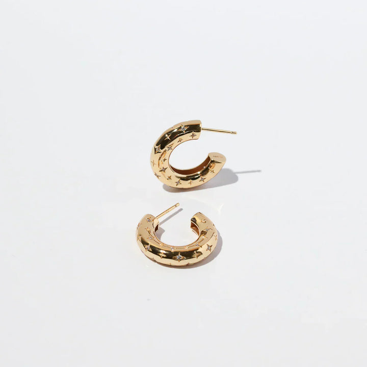 Boucles d'oreilles cosmiques | Or blanc 16k