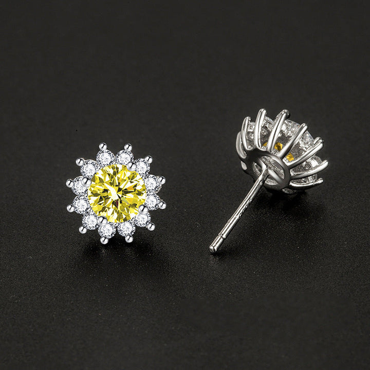 Boucles d'oreilles Muse ensoleillées Jaunes | Or blanc 18k