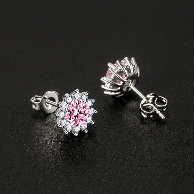 Boucles d'oreilles Muse ensoleillées Rose | Or blanc 18k
