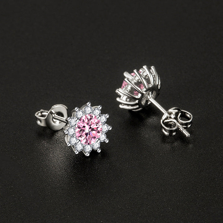 Boucles d'oreilles Muse ensoleillées Rose | Or blanc 18k