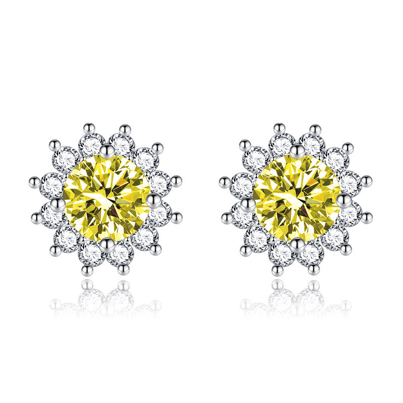 Boucles d'oreilles Muse ensoleillées Jaunes | Or blanc 18k