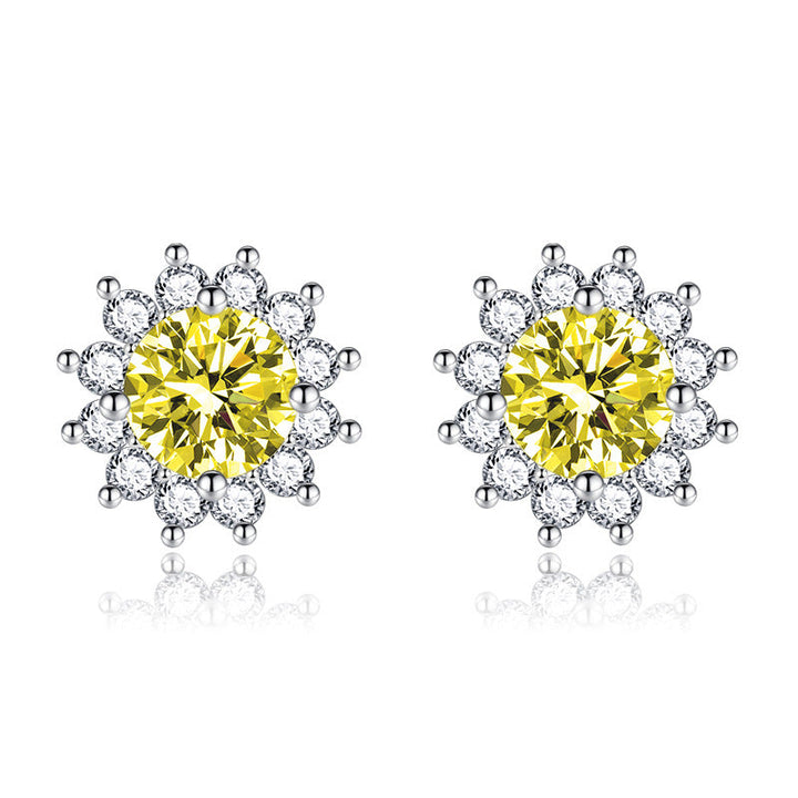 Boucles d'oreilles Muse ensoleillées Jaunes | Or blanc 18k