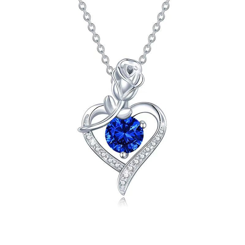 Collier en Cœur de Rose Saphir | Or Blanc