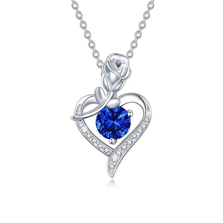 Collier en Cœur de Rose Saphir | Or Blanc