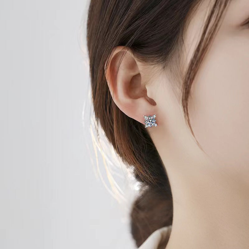 Boucles d'oreilles fleur Aurelie | Or blanc 16k