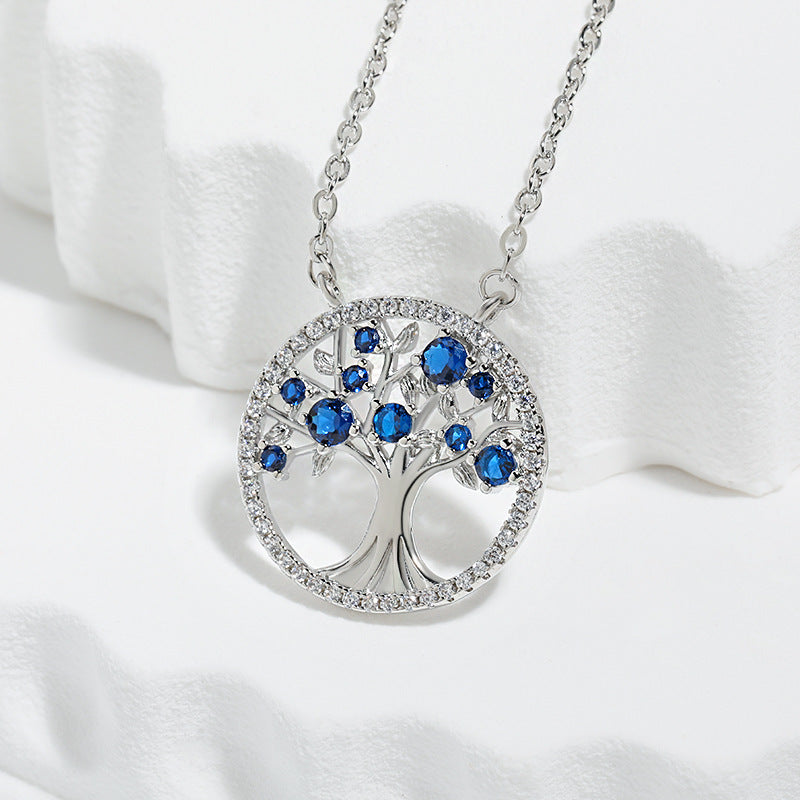 Collier Saphir Arbre de Vie | Or Blanc