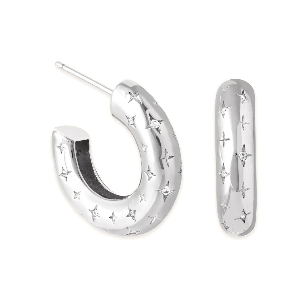 Boucles d'oreilles cosmiques | Or blanc 16k