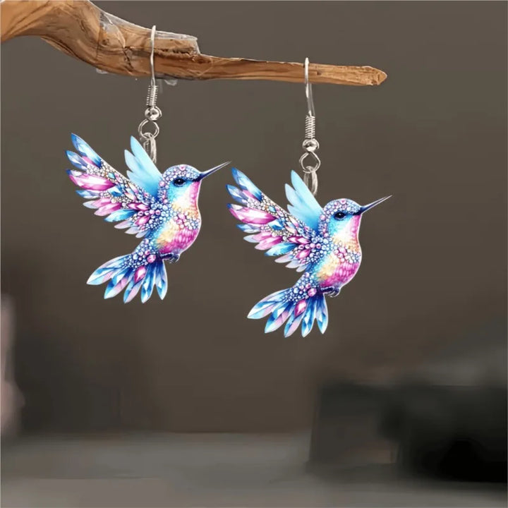 Boucles d'oreilles pendantes en colibri