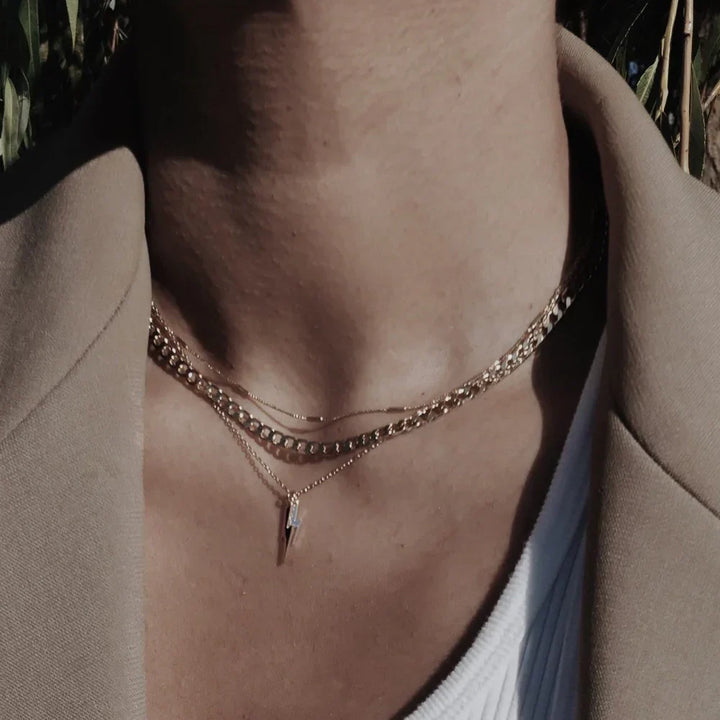 Collier en Chaîne à Maillons Plat | Or Blanc