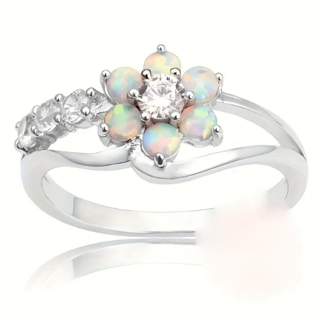 Bague en Argent Fleur Opale