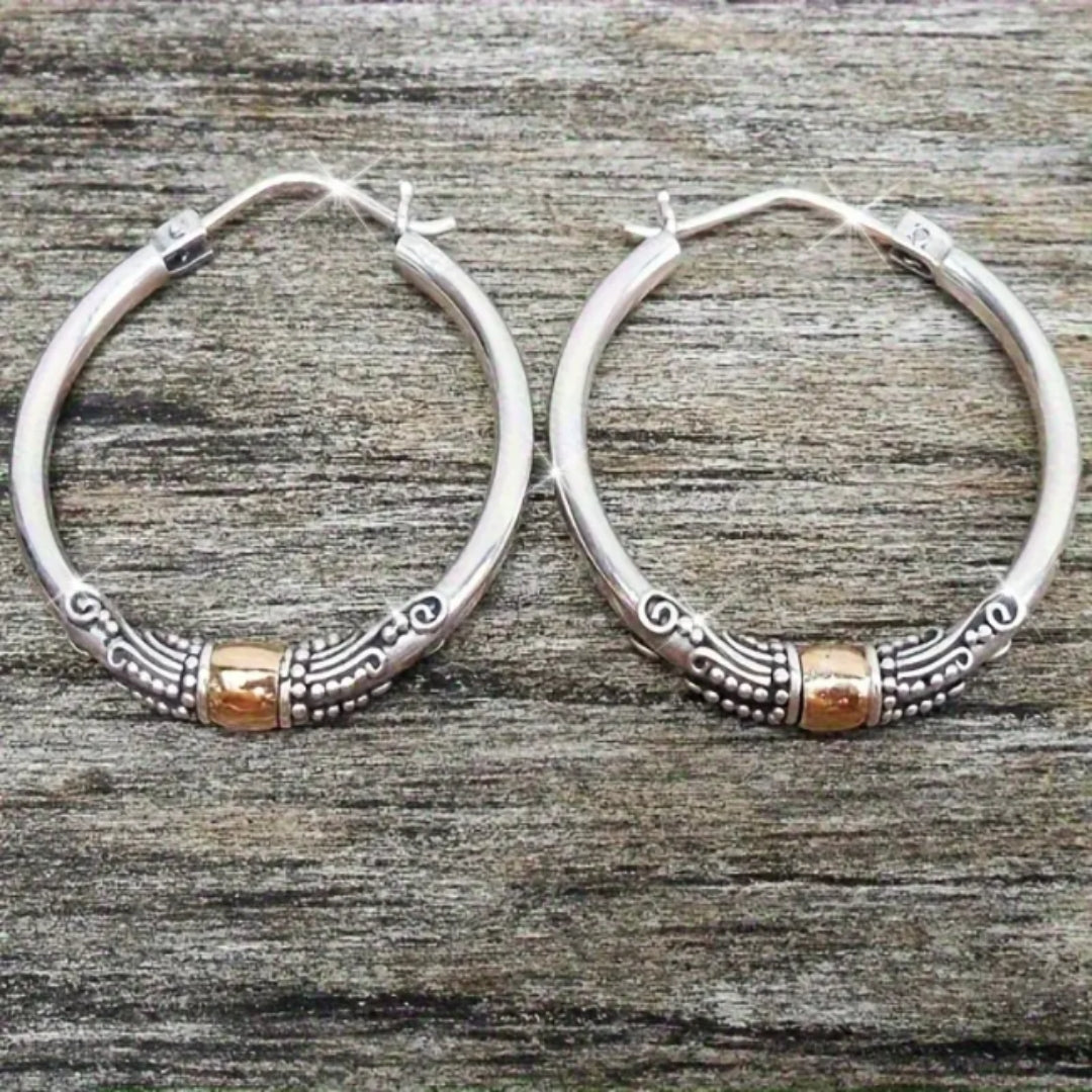 Boucles d'oreilles créoles tribales en argent