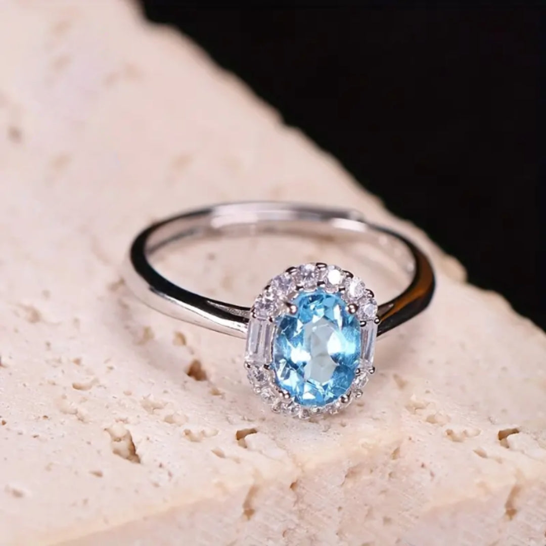 Bague en Verre Étincelant Bleu