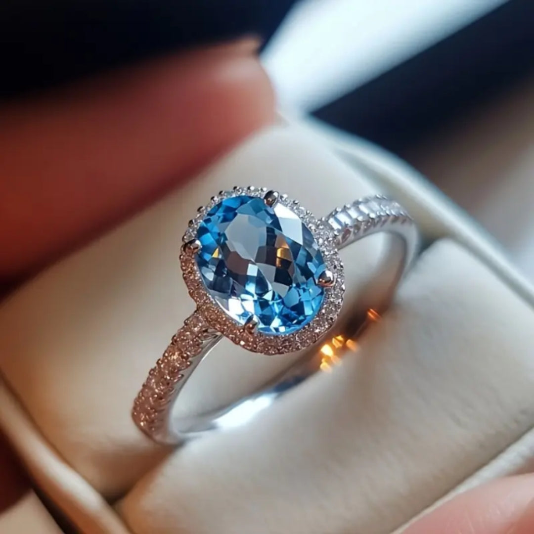 Bague Luminosité Argent & Bleu