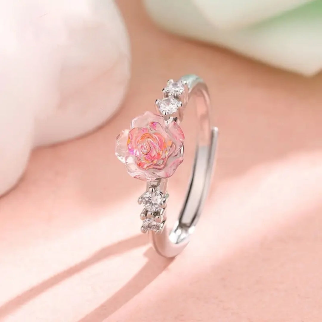 Bague en argent avec zircon rose