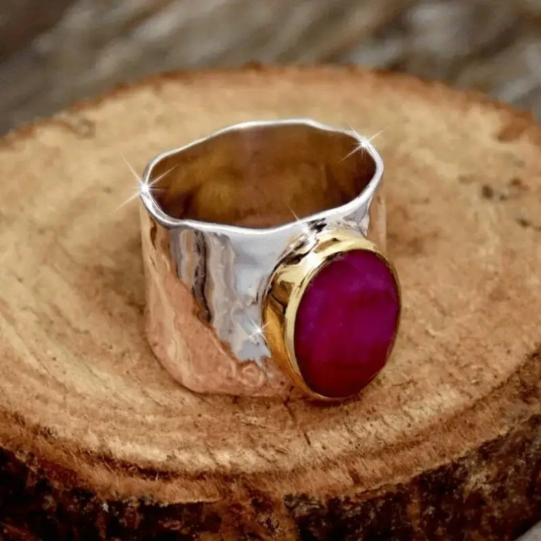 Bague Argentée Rouge Brillante
