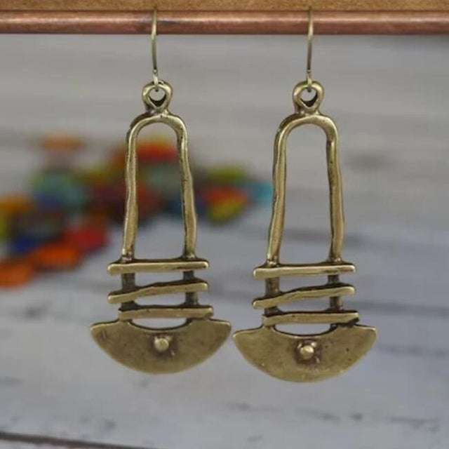 Boucles d'oreilles en forme d'escalier géométrique en demi-cercle
