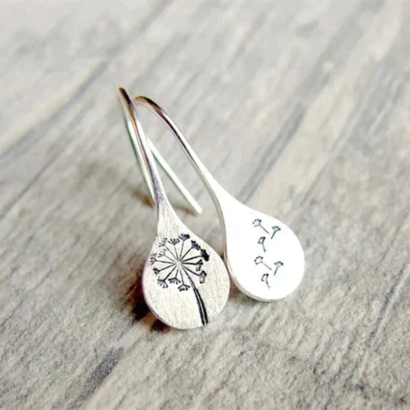 Boucles d'oreilles en argent sterling 925 en forme de feuille de pissenlit