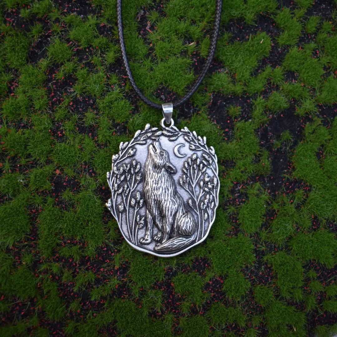 Pendentif Loup de Lune Collier Animal Spirituel