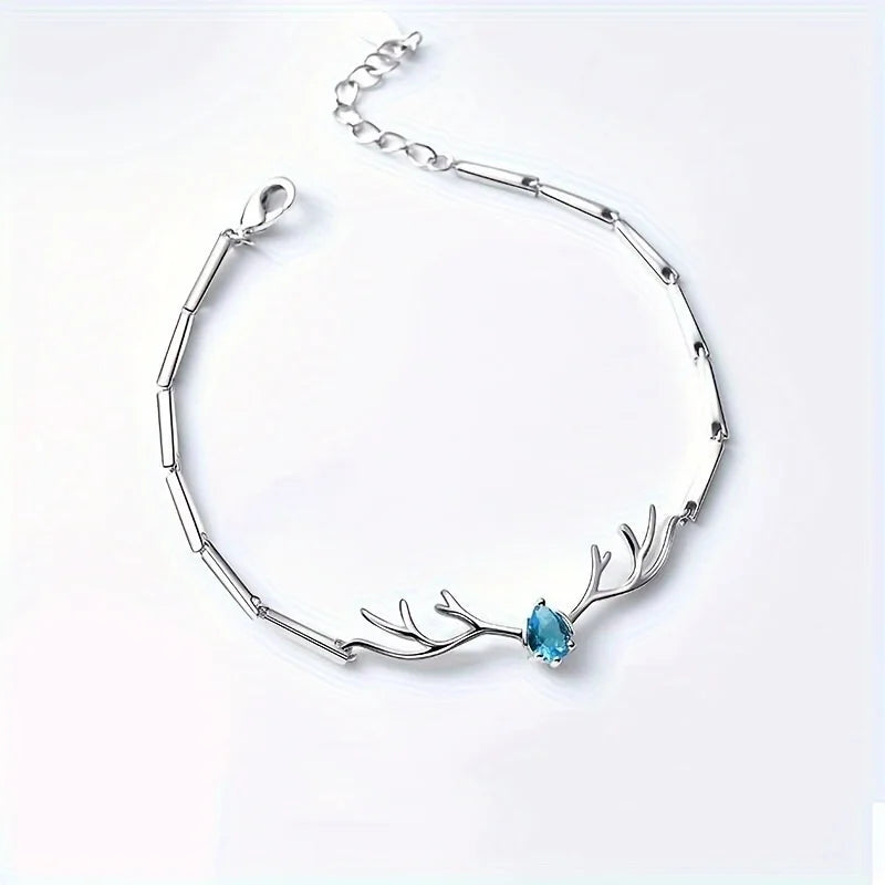 Bracelet en Cœur de Corne de Cerf avec Zircon