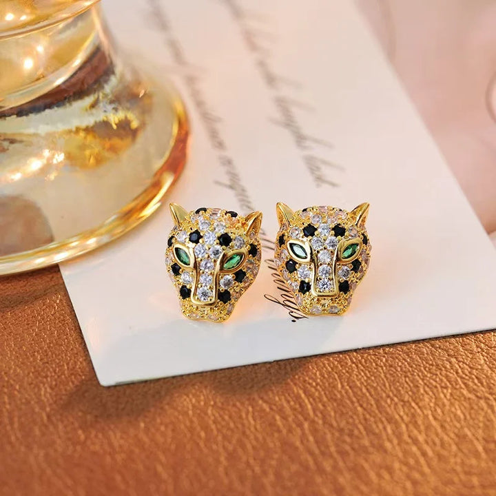 Boucles d'oreilles déclaratives en cristal léopard coloré