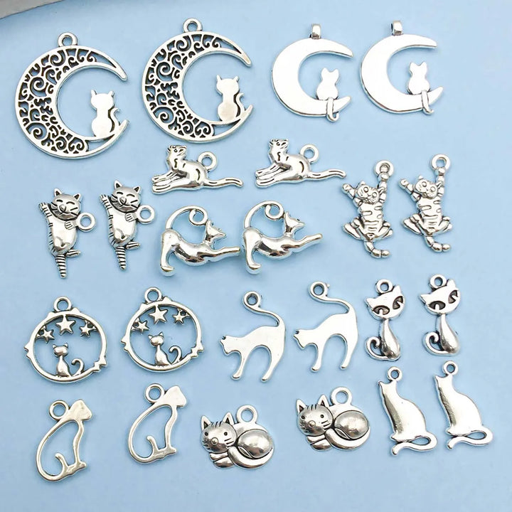Collection de Charms de Chat en Argent Vintage