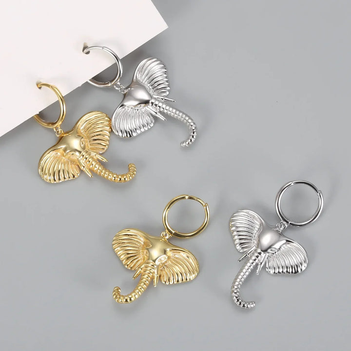 Boucles d'oreilles créoles avec charme éléphant