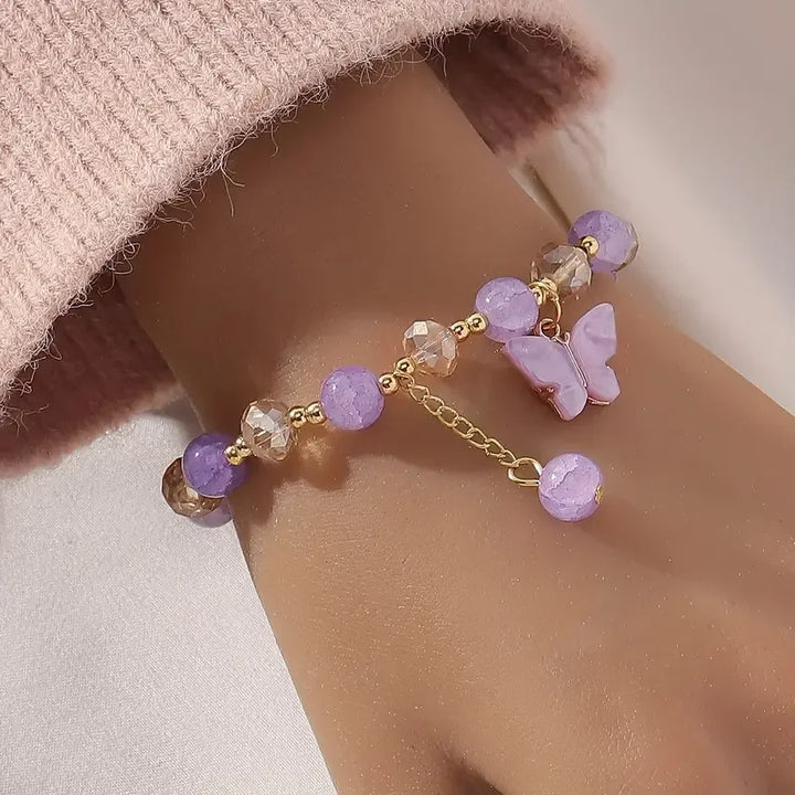 Magnifique bracelet en perles extensible en forme de papillon