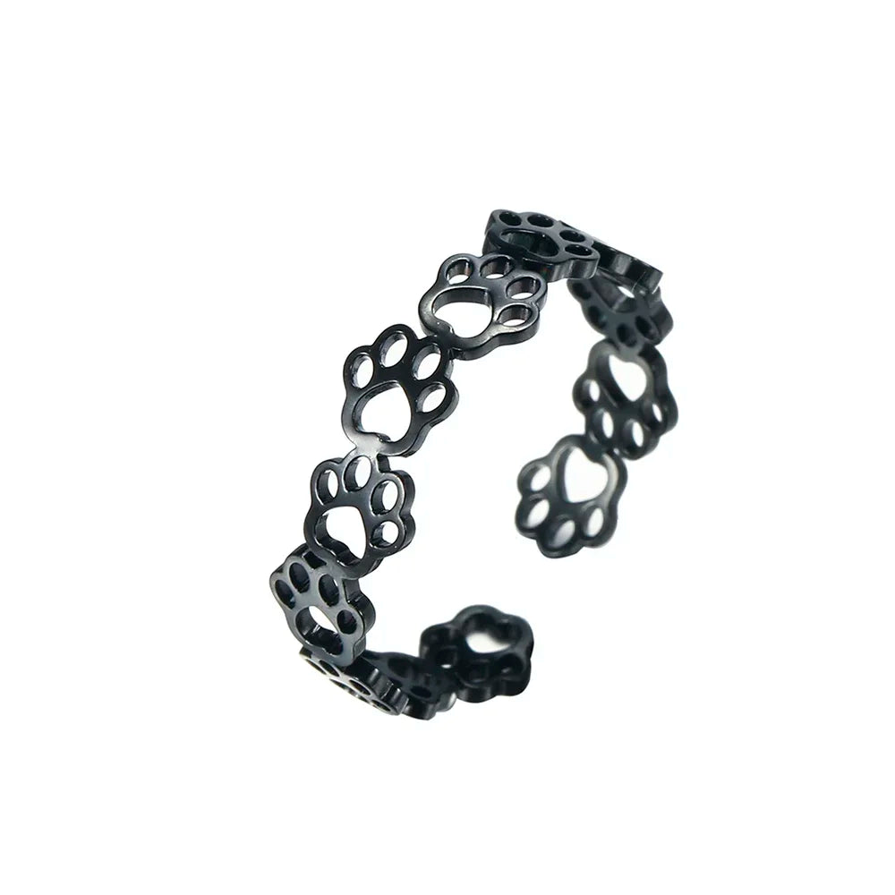 Bague Pattes d'Animal Ajustable – Fabriquée en Acier Inoxydable