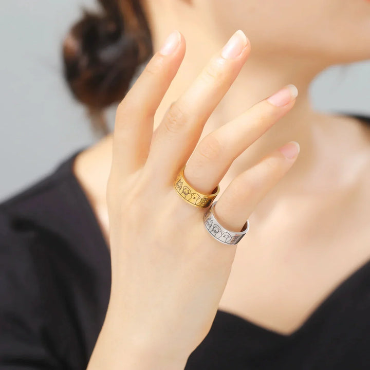 Bague Large en Acier Inoxydable – Design Gravé pour Femmes