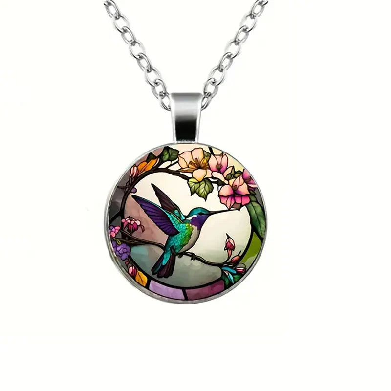 Collier Pendentif en Verre Colibri