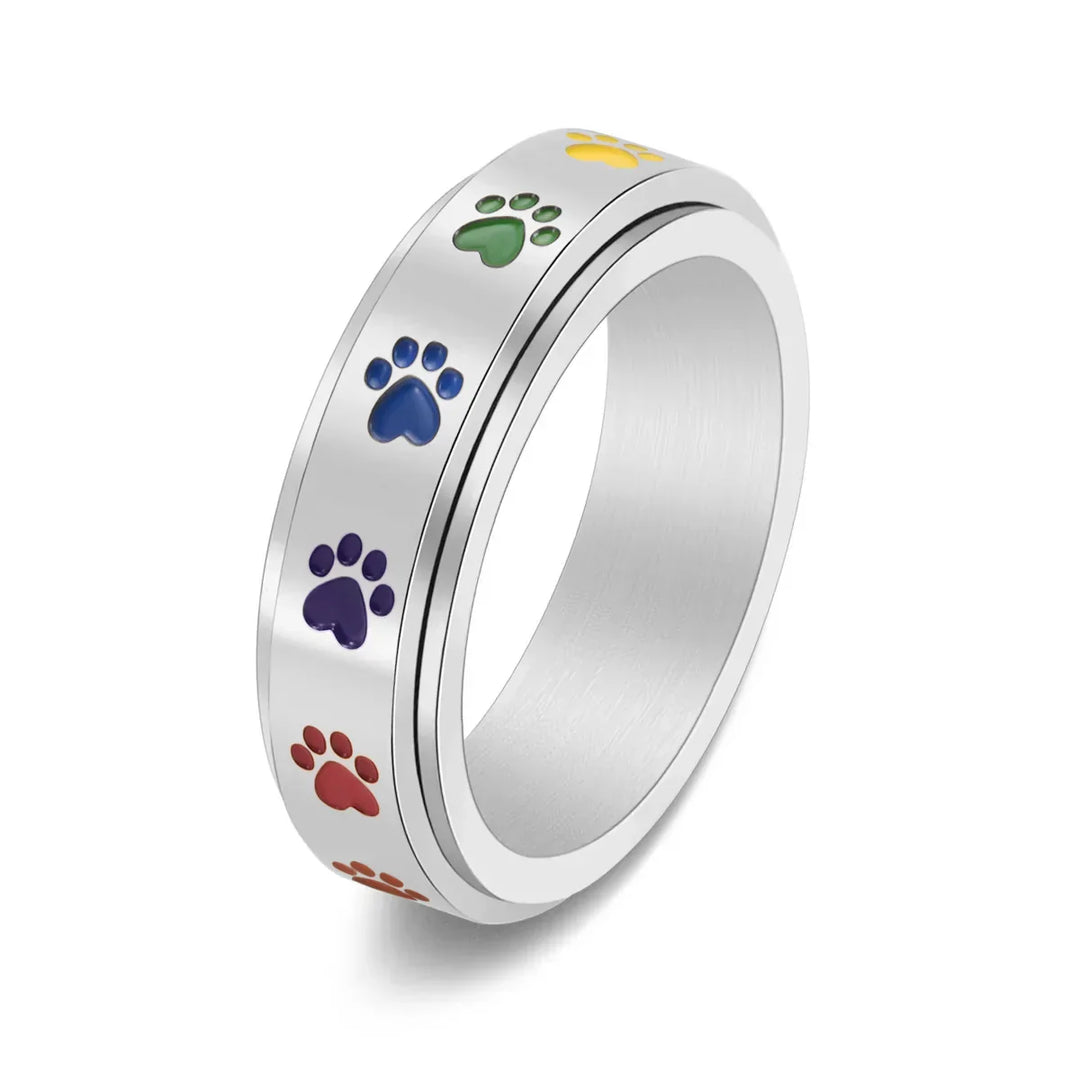 Bague à Pattes Réductrice de Stress Rotative – Acier Inoxydable avec Pattes Arc-en-Ciel
