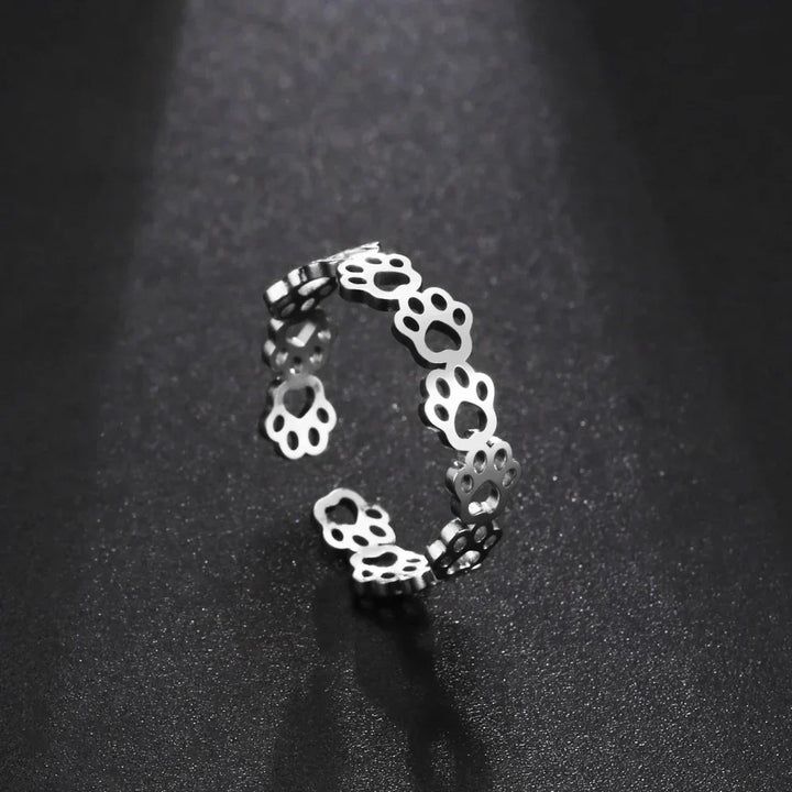 Bague Pattes d'Animal Ajustable – Fabriquée en Acier Inoxydable