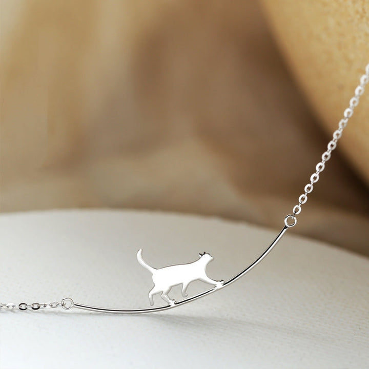 Collier de Chat Grimpant en Argent