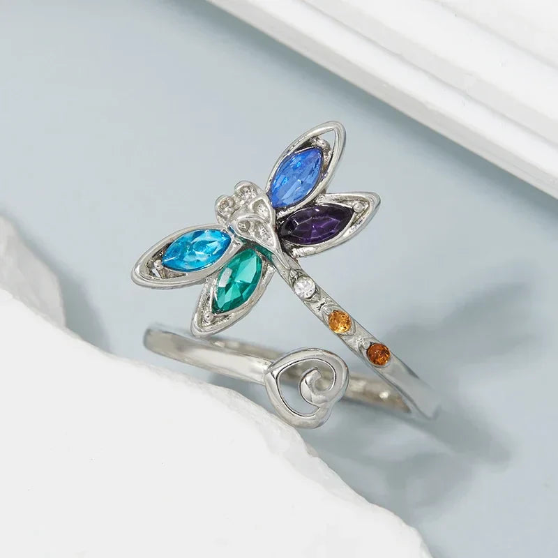 Bague Ajustable Libellule Vintage