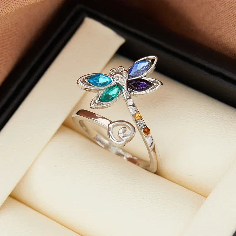 Bague Ajustable Libellule Vintage