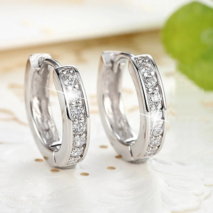 Boucles d'oreilles créoles en zirconia inlay