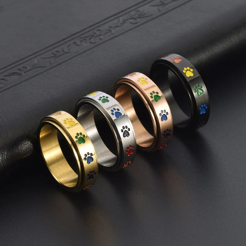 Bague Anti-Stress Pivotante en Acier Inoxydable avec Pattes Arc-en-Ciel