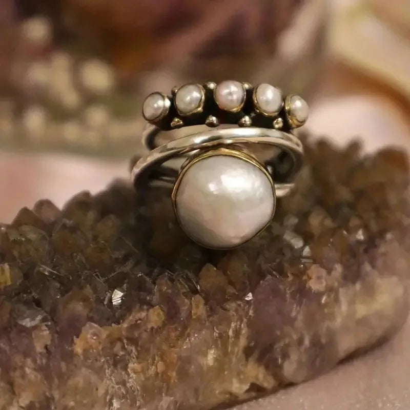 Ensemble de Bagues en Perles Superposées
