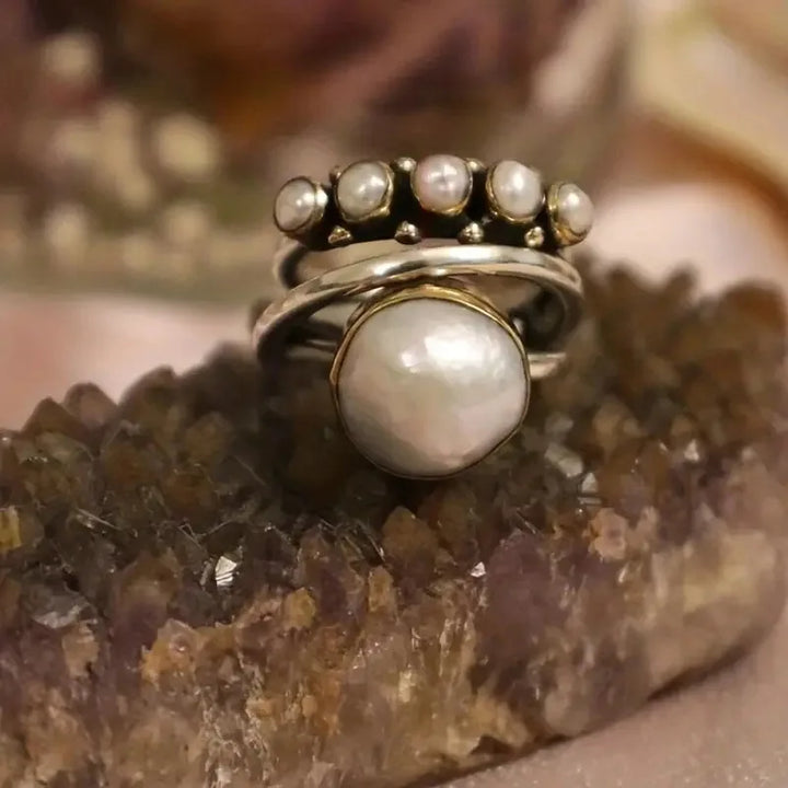 Ensemble de Bagues en Perles Superposées