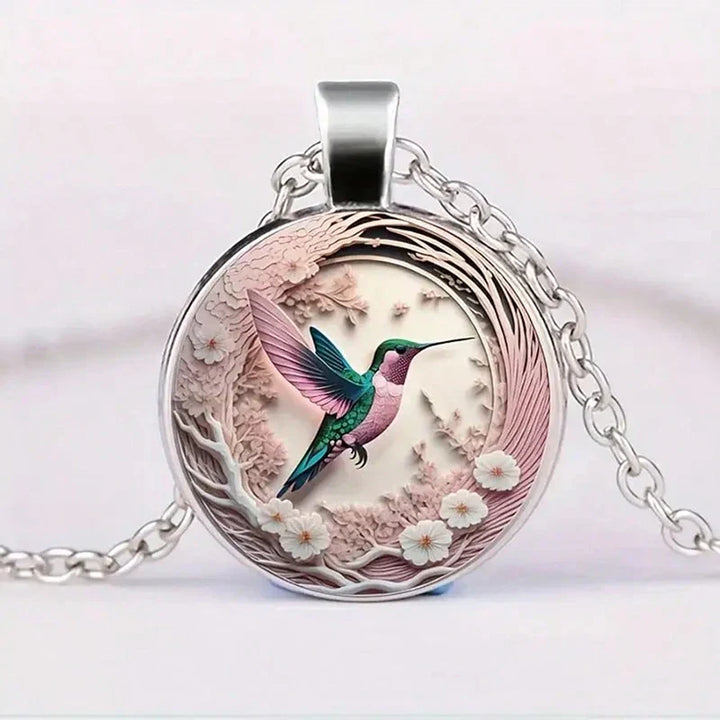 Collier Pendentif en Verre Colibri