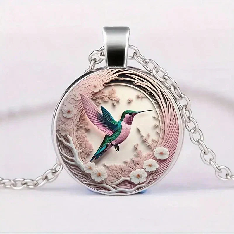 Collier Pendentif en Verre Colibri
