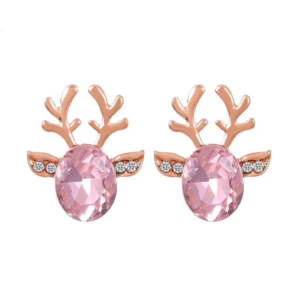 Boucles d'oreilles en cristal de renne festif