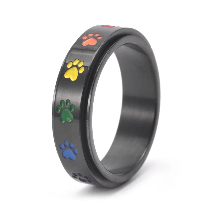 Bague Anti-Stress Pivotante en Acier Inoxydable avec Pattes Arc-en-Ciel