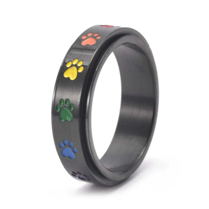 Bague Anti-Stress Pivotante en Acier Inoxydable avec Pattes Arc-en-Ciel